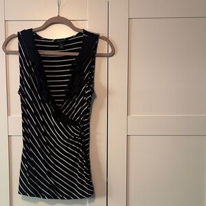 White House Black Market Black and White Striped Tank Top